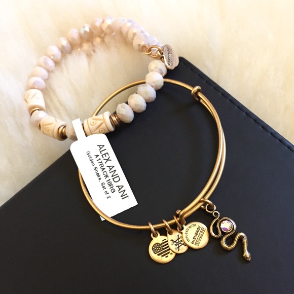 Alex and Ani Snake Beaded Expandable Wire Bangles - Picture 2 of 6